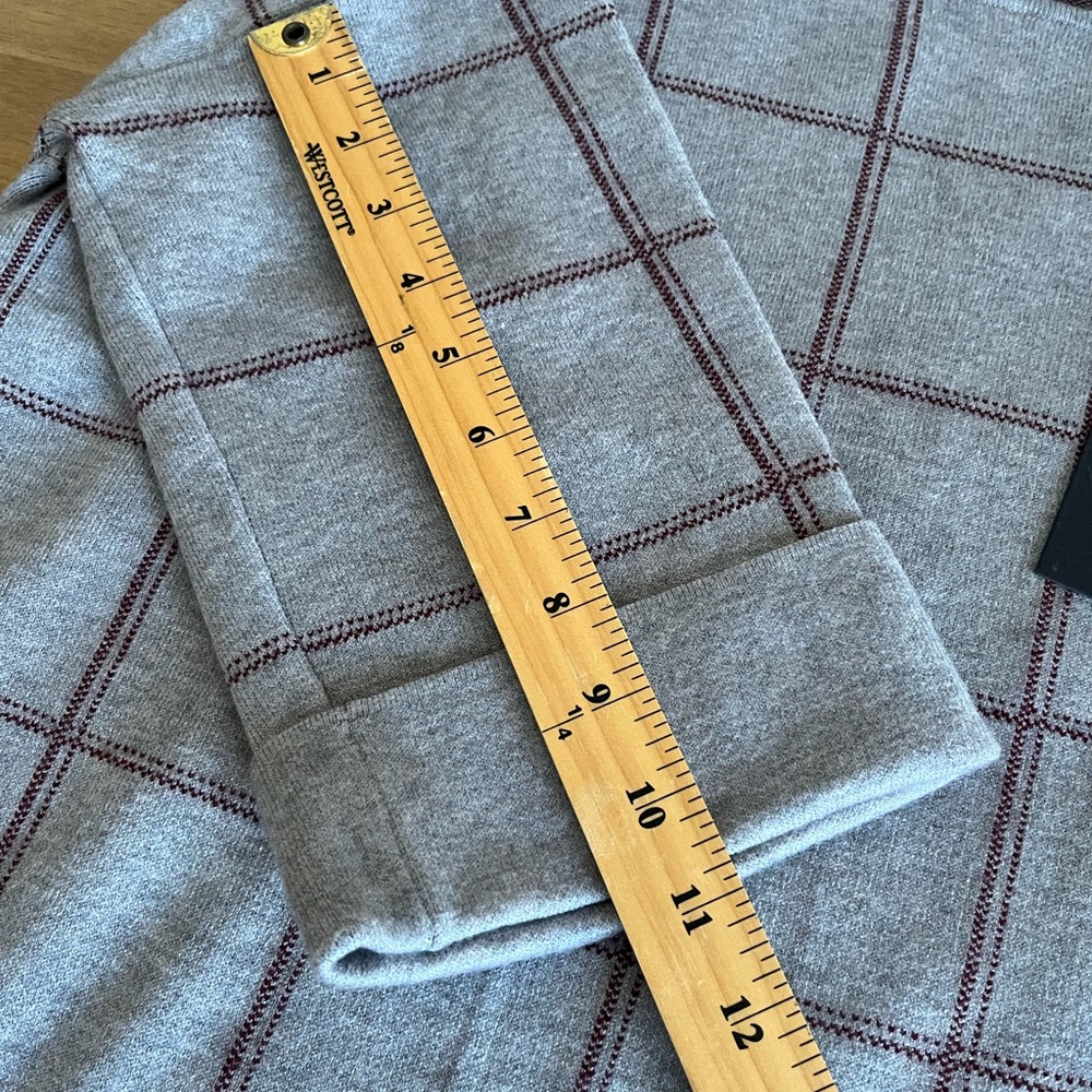 NWT TAHARI Pullover Plaid Knit Sweater Top 3/4 Sleeves Tunic Grey Red Women’s 1X - Picture 12 of 13